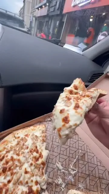 Part de pizza au fromage filant
