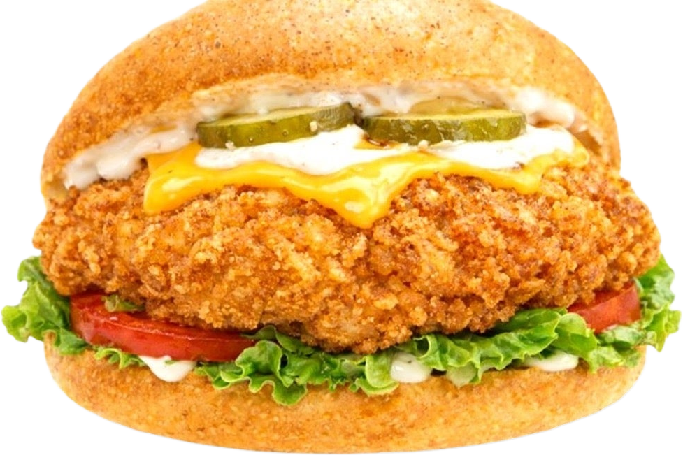 Crispy Smash : burger au poulet croustillant, cheddar et cornichons