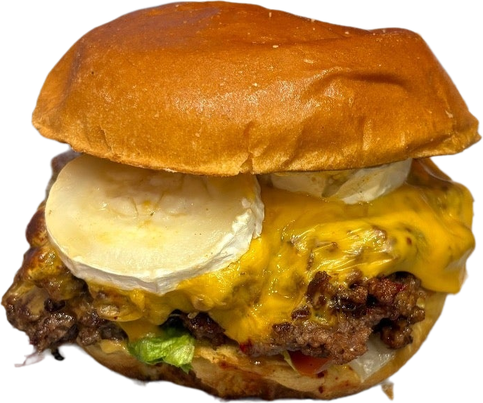 Golden Drip : smash burger au chèvre, miel et cheddar fondu